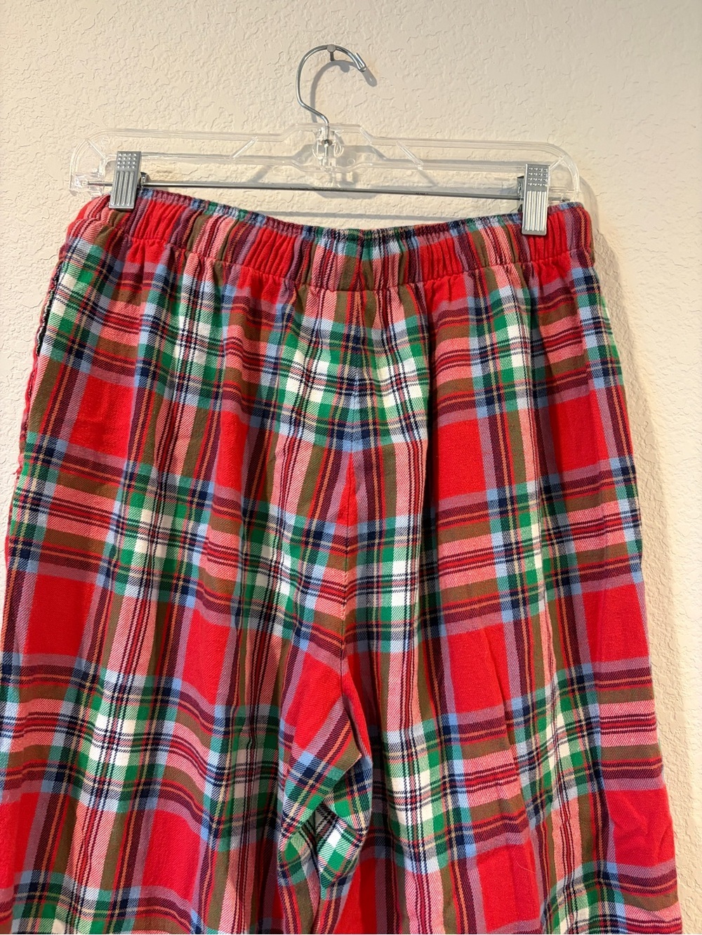 Lands’ End Men’s Red Plaid Cotton PJ Pant with Pockets - MT - Picture 5 of 7